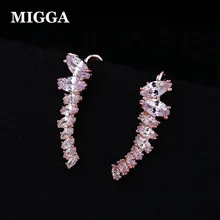 MIGGA Chic Mariquesa кубические циркониевые сережки с хрусталем ушной крючок закручивающаяся задняя часть серьги-гвоздики цвета розового золота
