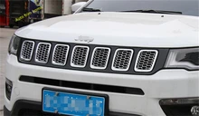 Lapetus Front Face Grille Grill Decoration Molding Cover Trim 7 Pcs Auto Accessories Fit For Jeep Compass 2017 - 2020 ABS Chrome abs chrome front grille grill cover trim ring auto exterior accessories 6402a313 for mitsubishi asx 2013 2015