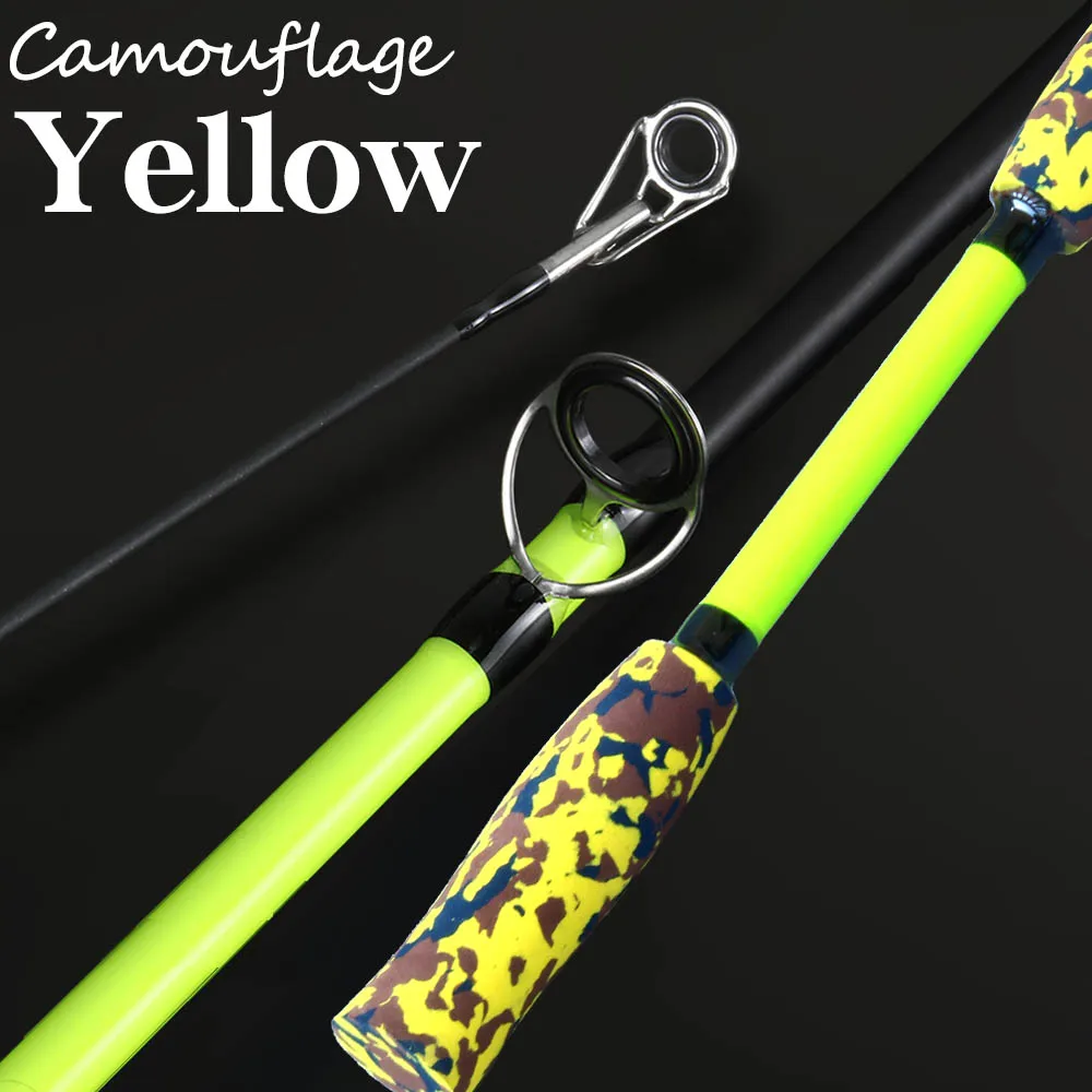 Spinning Casting Hand Lure Fly carp Fishing Rod Pesca Ultralight Portable Carbon Fiber Camouflage Mini Travel Sea Feeder Pole - Цвет: Yellow