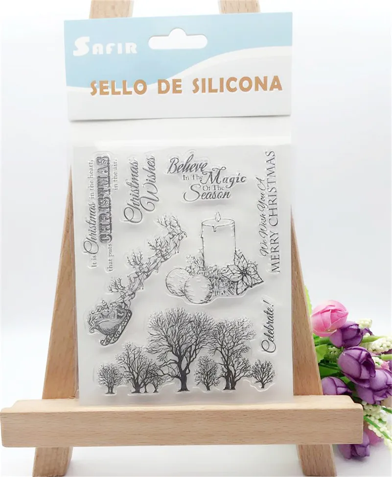 paper craft stamps "christmas decor " design clear stamps siliconr gel