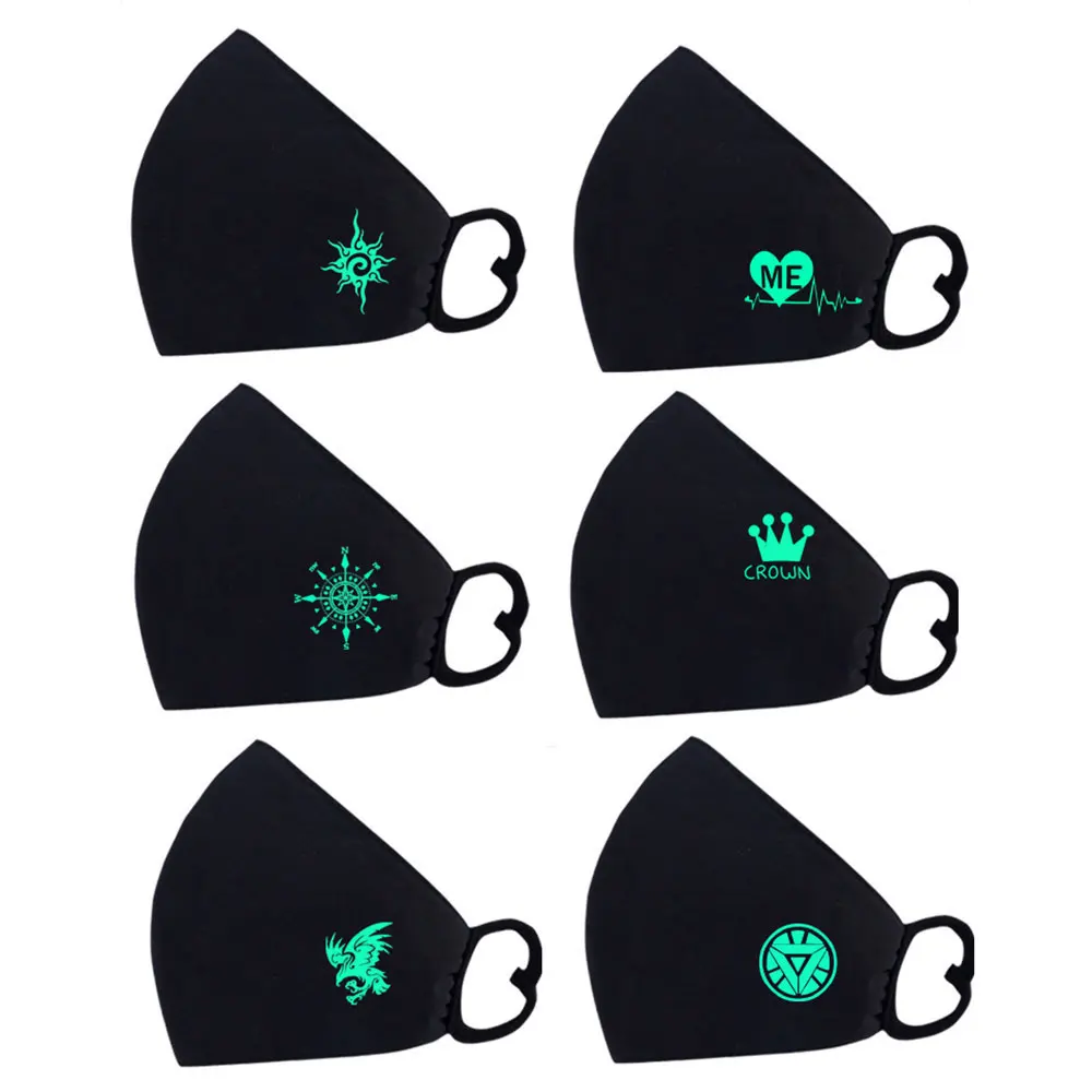 

Anti Dust Mask Light in the dark Anti dust Windproof keep warm Unisex Cartoon Heartbeat Mask Black Noctilucent Cotton Face Mask