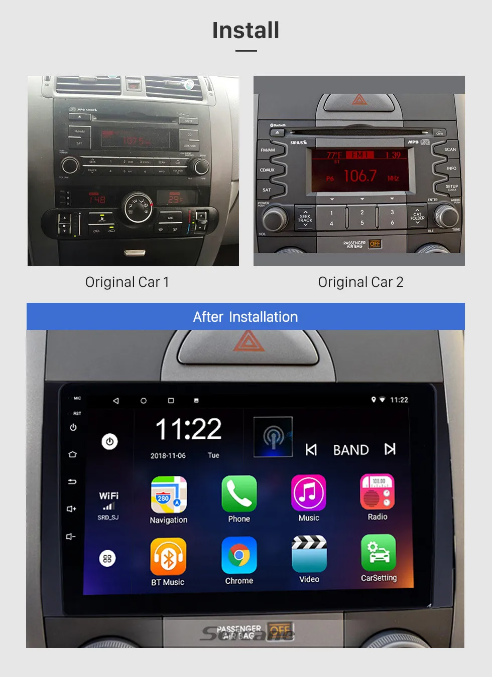 Top Seicane 9 Inch Android 8.1 Bluetooth GPS Navigation For 2008-2016 KIA Borrego Car Auto Stereo with 3G WiFi SWC Rearview camera 2