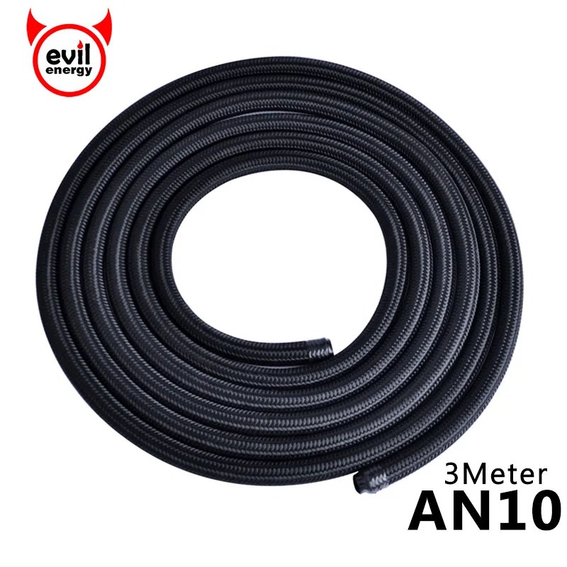 

evil energy Top Quality 10 Feet AN 10 Cotton Over Braided Fuel Oil Hose Pipe Tubing Light Weight Oil Hose Line Black Hose End