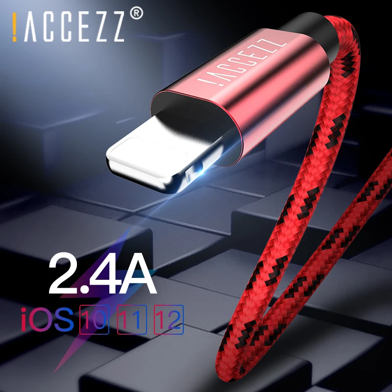 

!ACCEZZ USB Cable For iPhone Cable X XS MAX XR 2.4A Charging Cord For iPhone 8 7 6S 5S Plus Mobile Phone Data Sync Charger Line