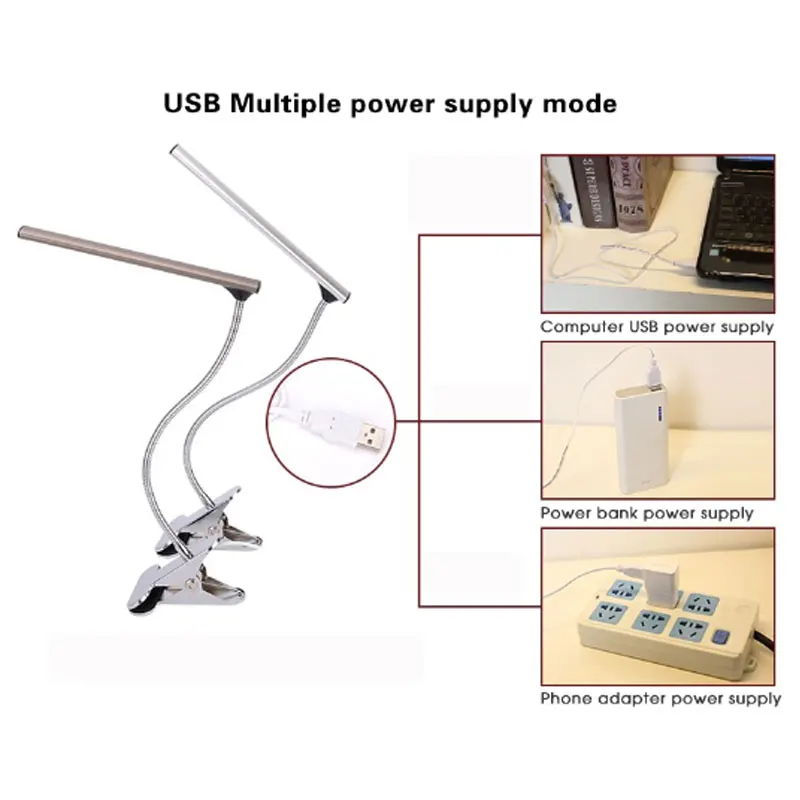 Настольная лампа Клип Светодиодный зажим Desklight Luminaria De Mesa USB порт для студенческого стола прикроватная тумбочка для спальни офисный гибкий свет из нержавеющей стали