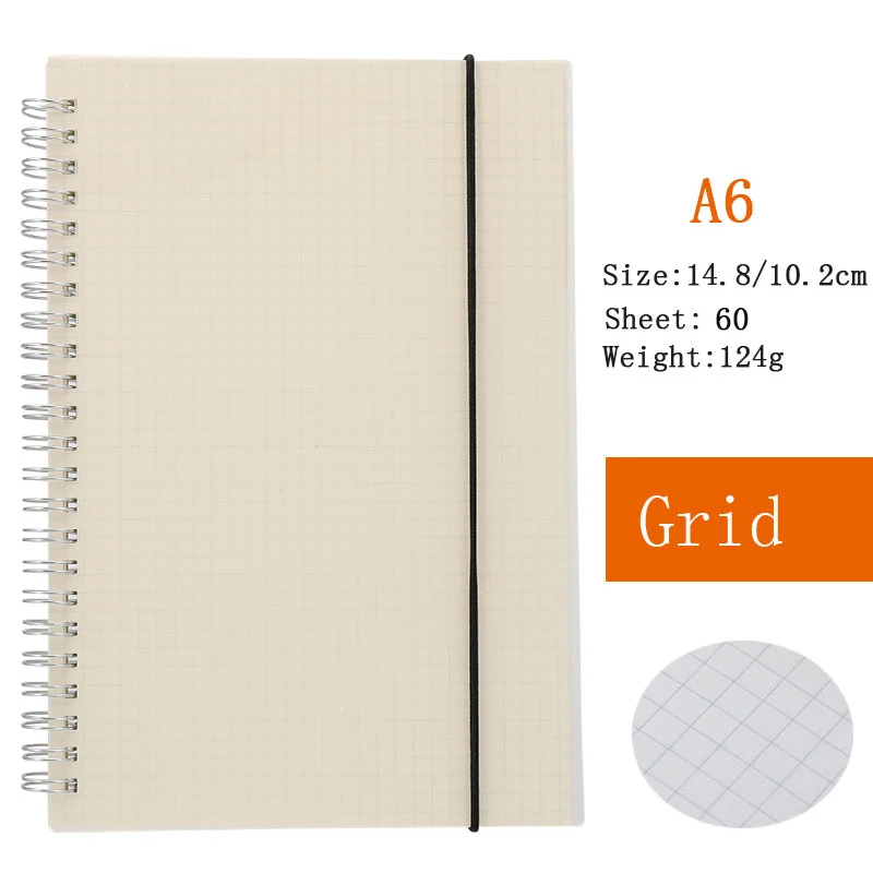А5 А6 спиральная записная книжка на катушке, блокнот на подкладке, в горошек, пустая сетка, бумажный дневник, дневник, альбом для рисования, школьные принадлежности, канцелярские принадлежности - Цвет: A6  Grid Pages