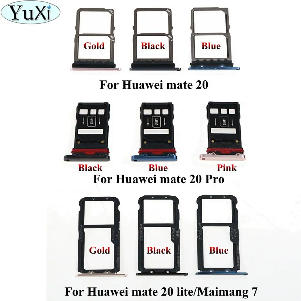 

YuXi For Huawei mate20 mate 20 lite/ maimang 7/ mate 20 Pro Micro Sim Card Holder Slot Tray Replacement Adapters for mate 20lite