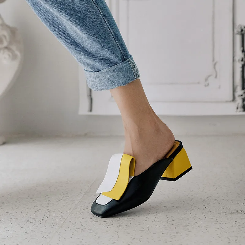 ASUMER new sandals women square high heels shoes slingback mixed colors summer shoes women mules big size 34-45