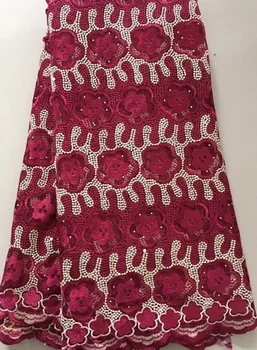 

New Designs African French Lace Fabric High Quality Nigeria French Net Lace 2019 With Stones and Beaded For Women ELL2971 WINE