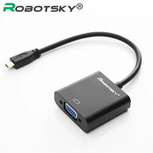 Robotsky Micro HDMI мужчин и женщин VGA кабель адаптер конвертер Поддержка HD 1080 P для Xbox PS4 проектор Камера ЖК-дисплей ТВ Настольный ПК