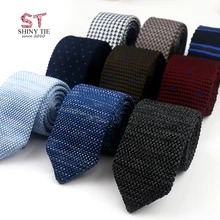Yiyanyang классический вязаный галстук сплошной цвет 6,5 см шеи галстуки для мужчин точка Полосатый треугольник тканый галстук зимние вечерние аксессуары