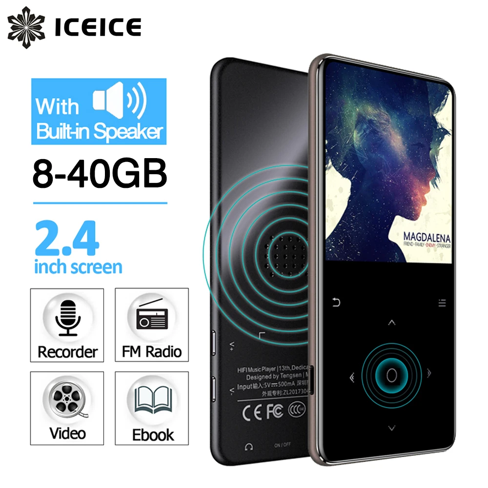 spotify mp3 player ICEICE MP3 Music Player with Speaker 2.4 inch Screen touch keys hi fi fm radio mini sport MP 3 music player portable walkman 32G spotify mp3 player