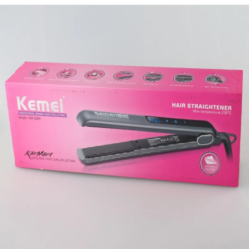 KEMEI LCD выпрямитель для волос профессиональный сенсорный экран керамические