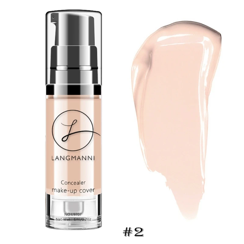 New Langmanni 6 Colors Liquid Foundation Makeup Natural Concealer Whitening Waterproof Make Up Contour Cream Make Up Cosmetics - Цвет: 02