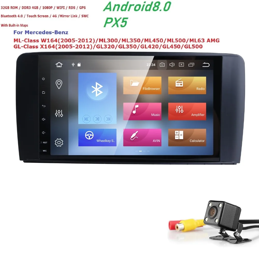 

2 din Android 8.0 Car Radio GPS For Mercedes ML W164 GL X164 ML350 ML500 GL320 Multimedia Tape Recorder Audio Screen BT Wifi 4GB