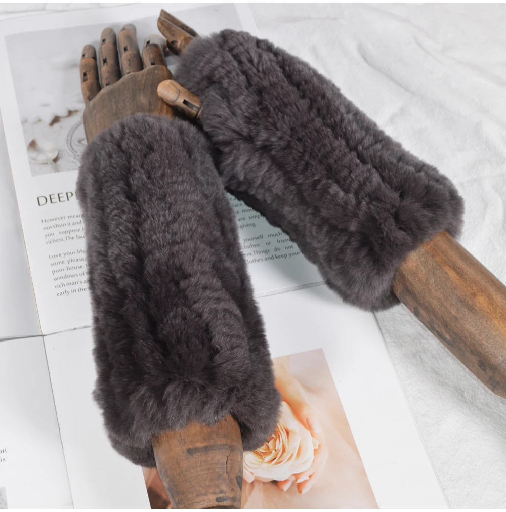 2019 модные вязаные теплые мягкие перчатки для девочек Настоящий мех кролика новые зимние женские варежки из кроличьего меха Настоящий мех