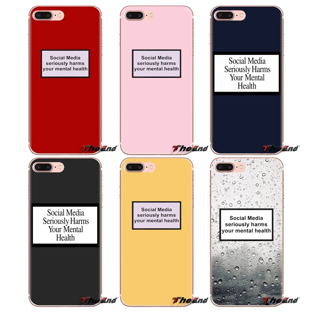 For Sony Xperia Z Z1 Z2 Z3 Z5 compact M2 M4 M5 C4 E3 T3 XA Huawei Mate 7 8 Y3II Social Media harms your mental health TPU Covers |