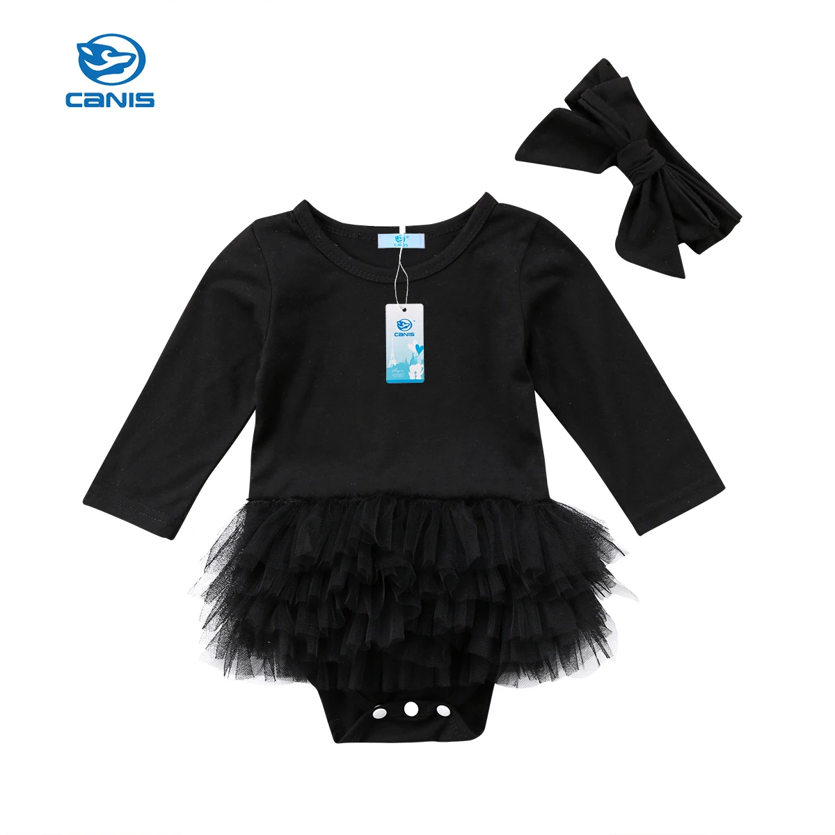 

Newborn Baby Girls Romper Jumpsuit Tutu Dress Romper Long Sleeve Princess Girl Playsuit Playsuit Outfit Hairband