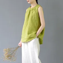 SCUWLINEN 2019 Women Summer Crop Tops Solid 100% Ramie Vest Loose Sleeveless Tank Vestidos Casual Blusa Female S359
