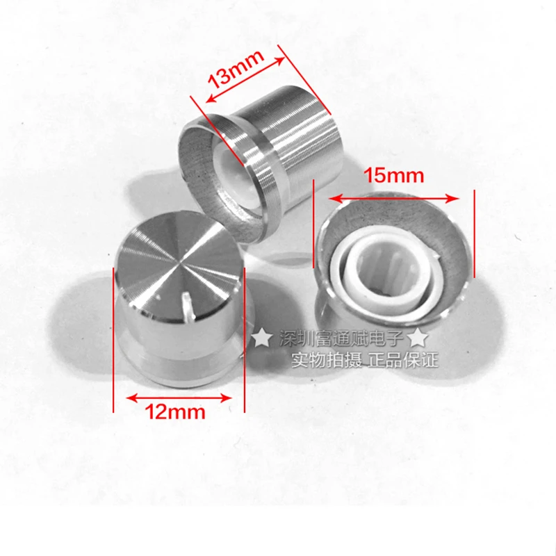 10 шт. потенциометр кодер Крышка 15*12*13 мм Серебряный цветок вал заглушка тип ручка из алюминиевого сплава внутреннее отверстие 6 мм
