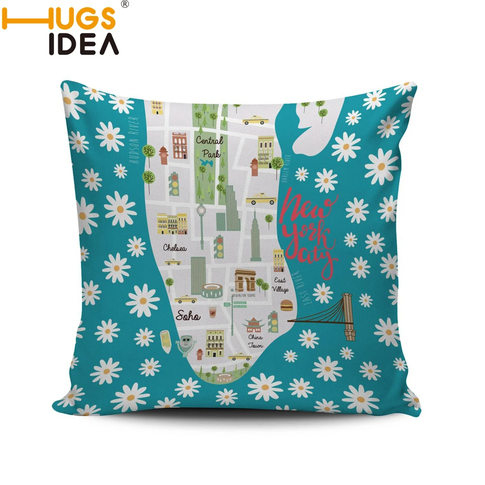 HUGSIDEA New York City Pillow Case Custom Cushion Cover Home Sofa