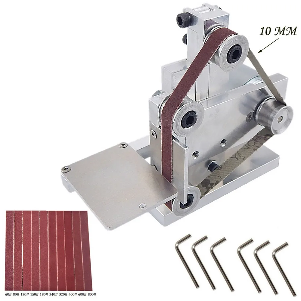 

12-24V Electric Sander DIY Sanding Belt Polishing Mount Machine Edges Sharpener Angle Grinder Wood Metal Free 10xAbrasive Belt