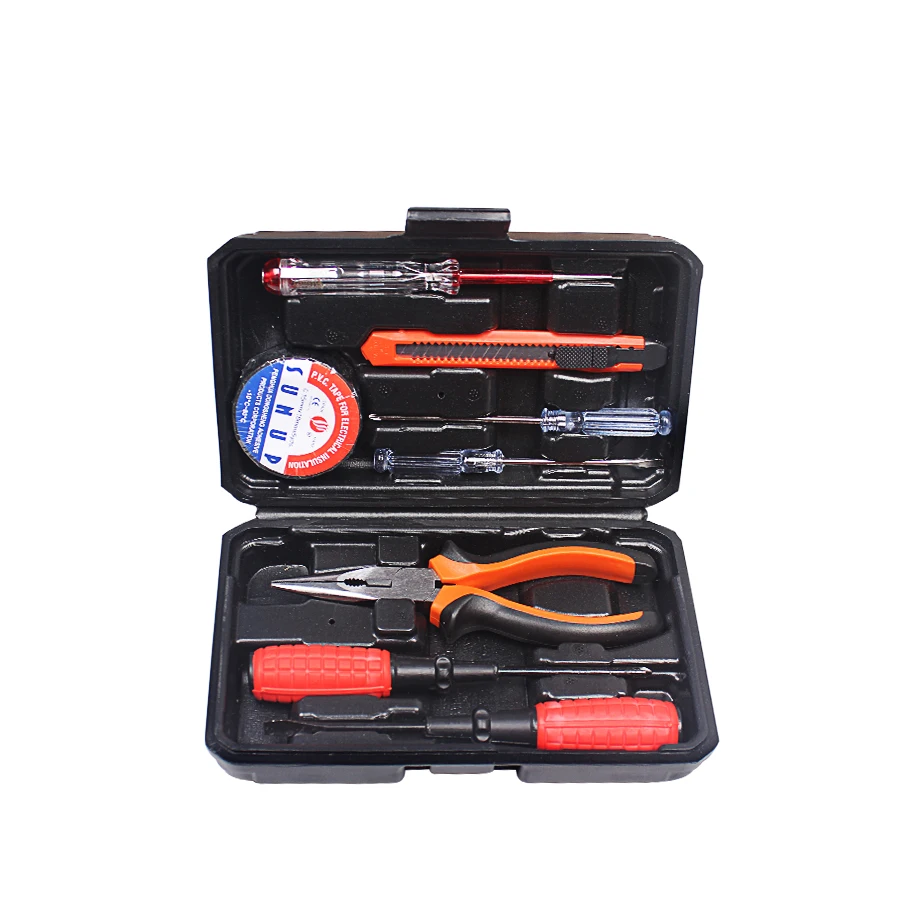 Hand Tool Set General Household Hand Tool Kit with Plastic Toolbox Storage Case Screwdriver Knife