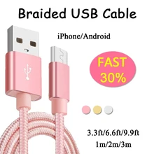 Нейлоновый Android Micro USB кабель для синхронизации данных и зарядки для huawei MediaPad M3 M2 M1 Honor 6X, Y6ii GX8, наслаждайтесь 5S 5 кабель для зарядки