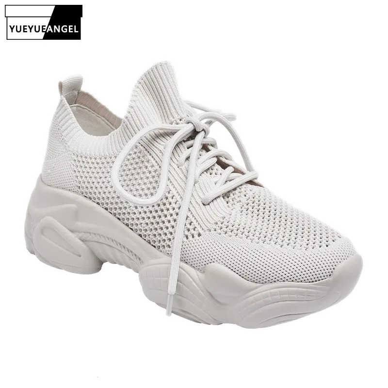 

Mesh Hollow Out Sneakers Women Breathable White Pink Black Casual Shoes Thick heel Summer Platform Shoes Height Increasing