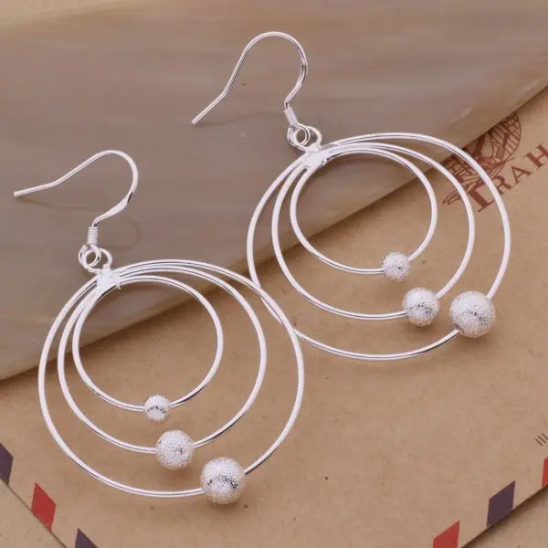 

AE541 925 Jewelry Silver Plated Wholesale , Free Shipping Earrings for women&men , Three-ring hanging /bdaajuha avlajmsa