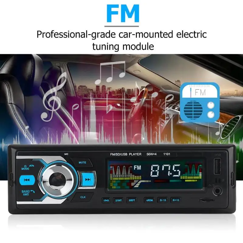 

Car Radio Player 1 Din Bluetooth Vintage Car MP3 Player 12V BT Hands-free Call Auto Stereo Audio Support FM USB A Color Screen