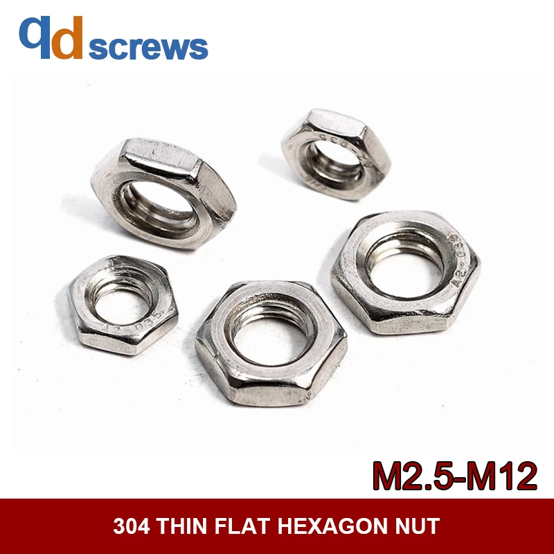 

304 M2.5M3M4 M5M6M8M10M12 stainless steel thin nut flat nut hexagon nut DIN439