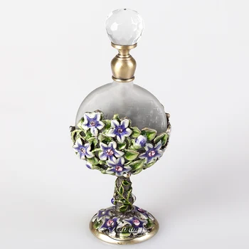 

8ml Perfume Essential Oil Vintage Empty Refillable Bottle Graven Metal Flower Glass Container Gift Home Decoration#56366