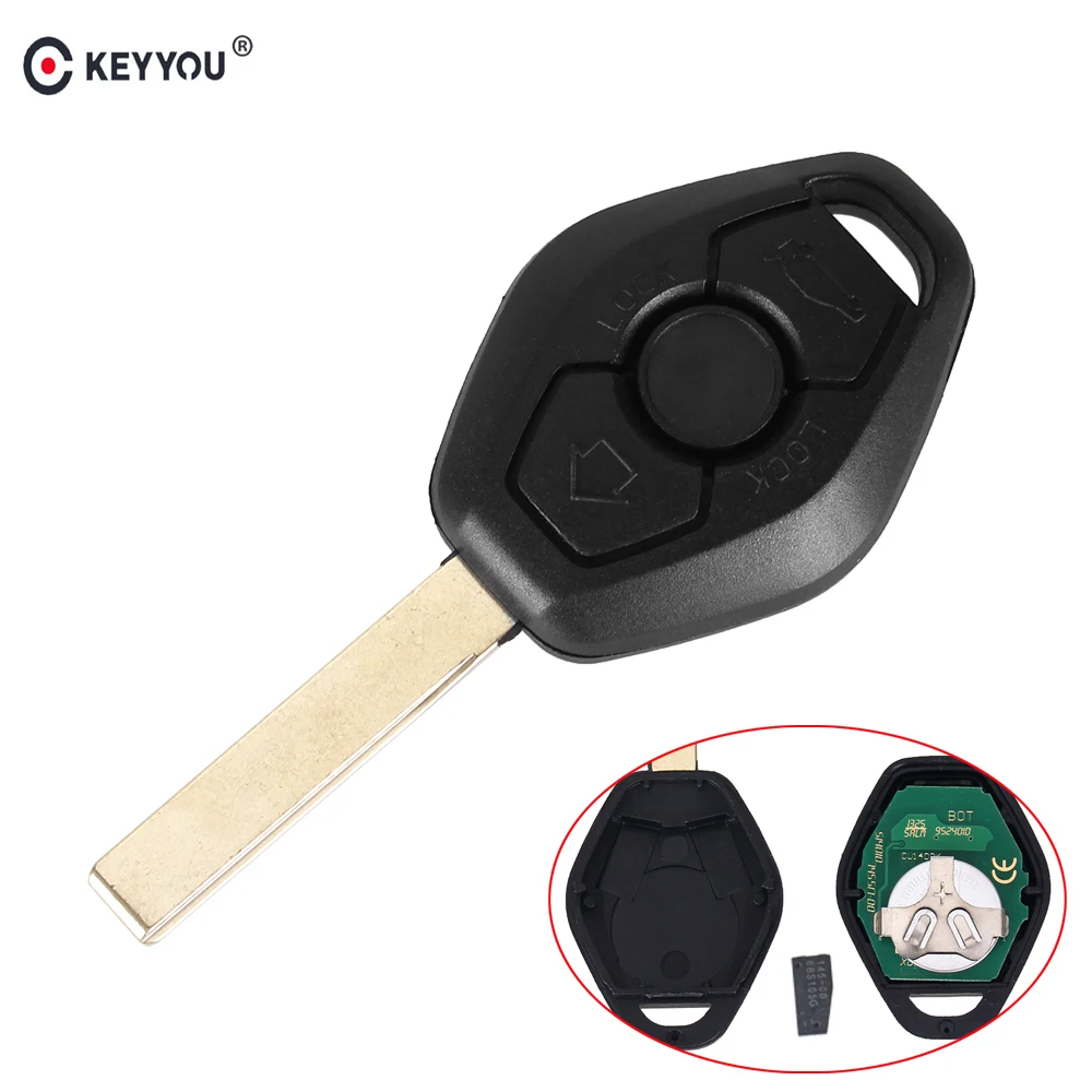 KEYYOU 3 Button Remote Key For BMW X3 X5 Z3 Z4 1/3/5/7 Series EWS System 315/433MHZ With PCF7935 ID44 Chip HU92 Blade