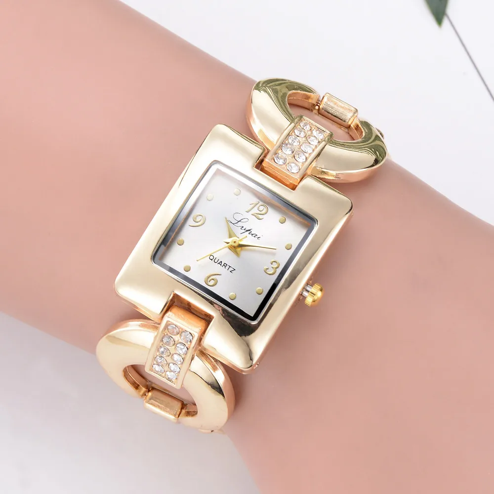 Lvpai Роскошные Кварцевые наручные женские часы браслет с кристаллами и бриллиантами Reloj hombre квадратный цифровой циферблат браслет из нержавеющей стали часы B30