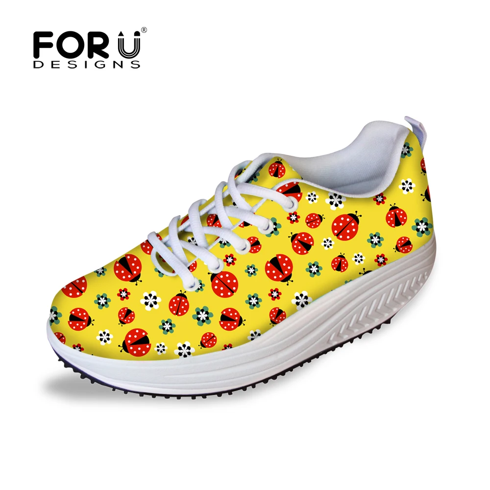 

FORUDESIGNS Fashion Women Breathable Lace-up Flat Platform Shoes Casual Female Height Increasing Ladies Swing Slimming Shoes