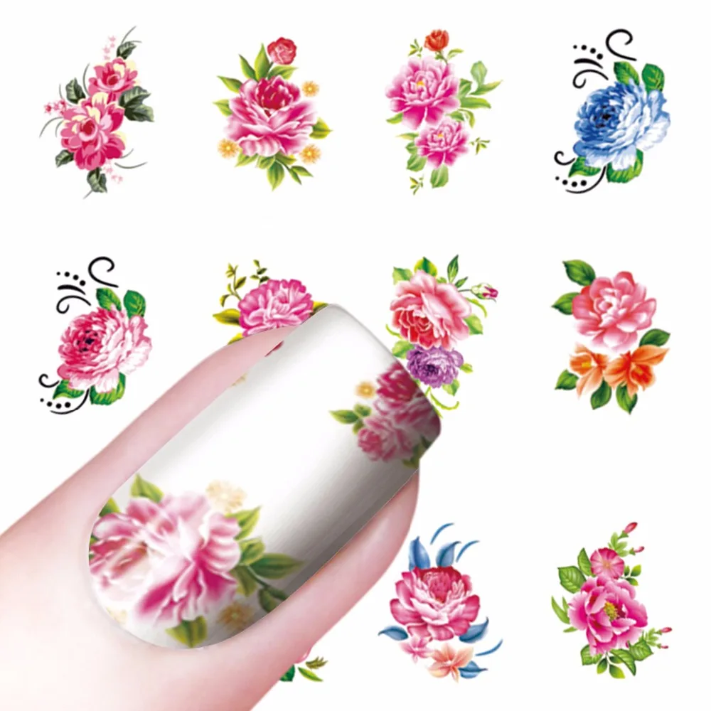 

WUF 1 Sheet Optional Pattern Designs Watermark Beauty Nail Art Tips Sticker Full Wraps Water Transfer Stickers Decals For Nails