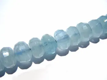 

high quality Genuine Aquamarine Beryl gemstone Rondelle Faceted Blue spacer beads