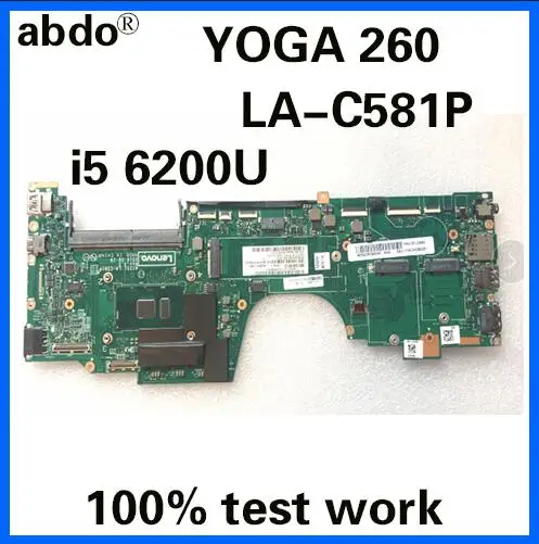 00NY941 For Lenovo YOGA 260 YOGA260 motherboard w// I5-6200U AIZS1 LA-C581P