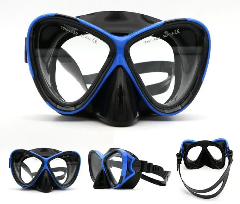 Speefish широкий обзор маска для дайвинга подводная противотуманная очки для плавания черный силиконовый набор для подводного плавания для взрослых очки - Цвет: Синий