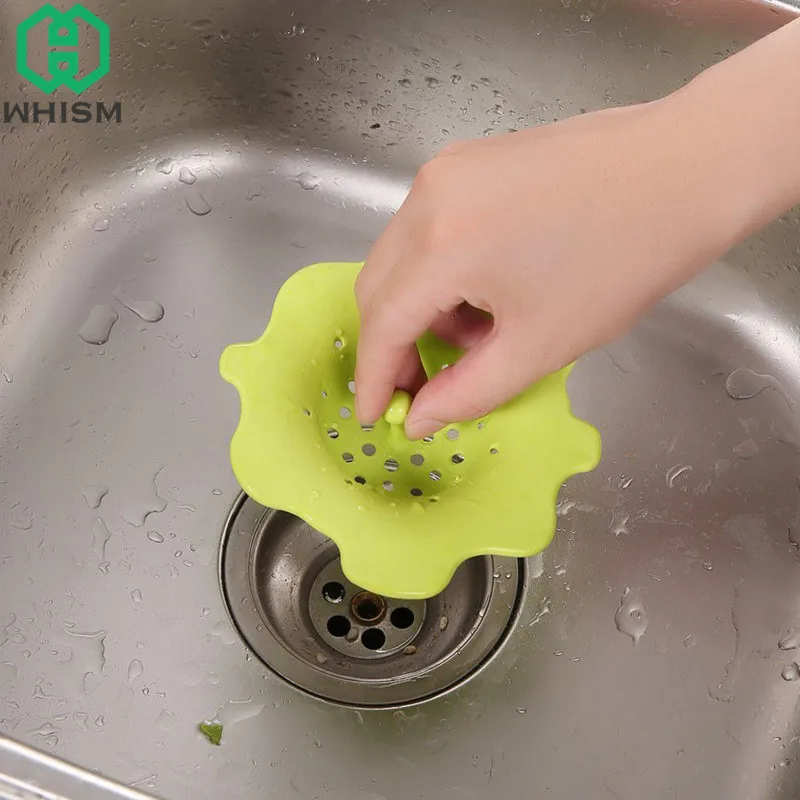 

WHISM Soft Silicone Flower Strainer Kitchen Sink Filter Bathroom Floor Drains Shower Hair Catcher Anti-Clogging Sewer Colanders