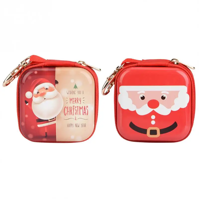 عيد الميلاد لطيف الكرتون محفظة للعملة عيد الميلاد الفتيات مفتاح حالة محفظة الأطفال البسيطة جولة عملة حامل حالة عيد الميلاد سلسلة هدية