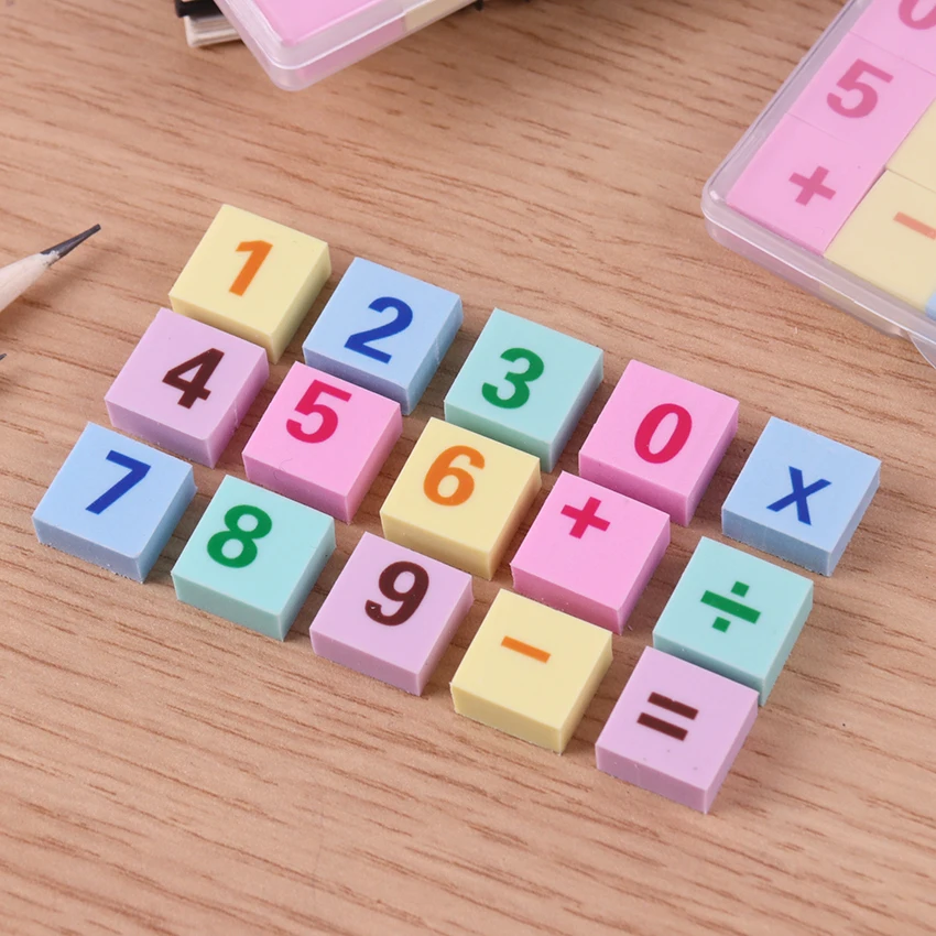

15PCS/box Cute Creative Number Pencil Eraser Colored Eraser For Examination Kids Student Stationery Gift School Supply