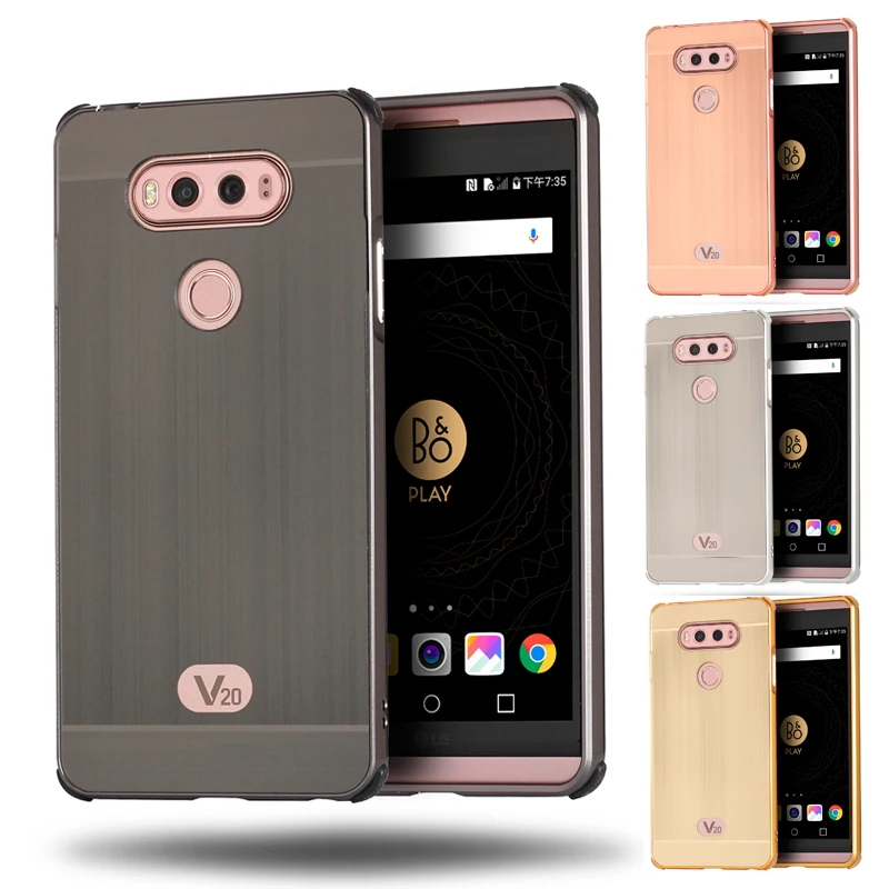 

For LG V20 Case Brushed mirror Back Cover Case for LG V20 Plating Aluminum Metal Frame for LG V 20 H990N phone bag Case 5.7''