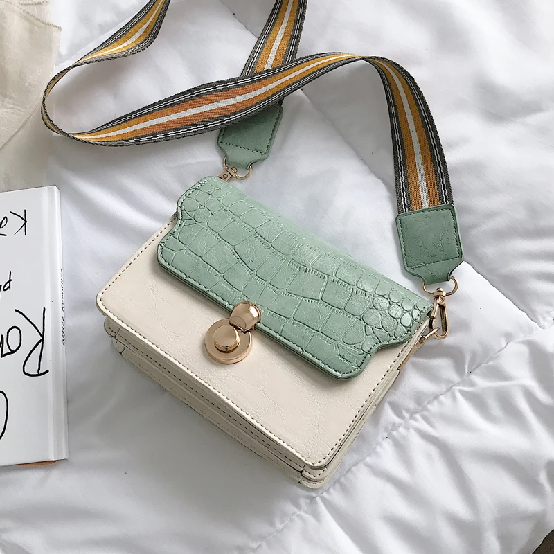 Crocodile Pattern Contrast color Leather Crossbody Bag Women 2019 Travel Handbag Fashion Simple Shoulder Messenger Bag Ladies Crocodile Pattern Contrast color Leather Crossbody Bag Women 2019 Travel Handbag Fashion Simple Shoulder Messenger Bag Ladies