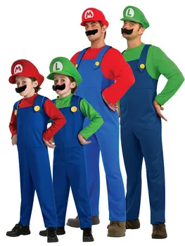 

super mario costume with Hat and beard Adult Child Green / Red supermario costume free shipping