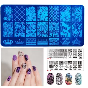 

5 Pcs 6*12cm Stainless Steel Nail Art Stamping Plates Geometric Crown patterns Monroe Madonna Sports Nails Template Stamp OM