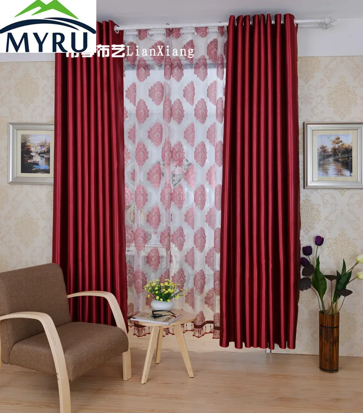 Myru europea vino rojo cortina de tela sombra en relieve tela cortinas