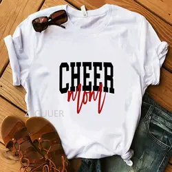 Надпись Cheer MOM Art Letter, футболки из чистого хлопка, супер мягкие белые женские футболки с круглым вырезом, модные женские футболки, Летние