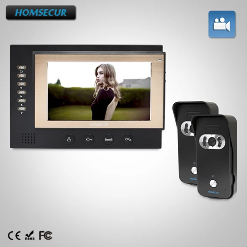 

HOMSECUR 7" Hands-free Video Door Entry Security Intercom+IR Night Vision 2C1M: TC021-B Camera (Black)+TM701R-B Monitor (Black)